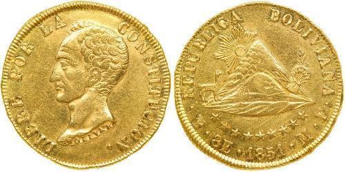 8 Escudo Bolivia (1825 - ) Oro Simon Bolivar (1783 - 1830)