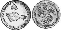 8 Escudo Estados Unidos Mexicanos (1846 - 1863) Oro 