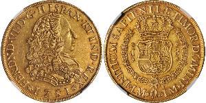 8 Escudo Perù Oro Ferdinando VI di Spagna (1713-1759)