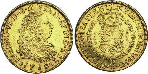 8 Escudo Perù Oro Ferdinando VI di Spagna (1713-1759)