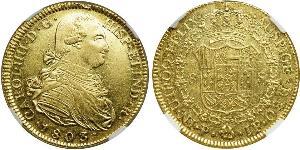 8 Escudo Vicereame della Nuova Granada (1717 - 1819) Oro Carlo IV di Spagna (1748-1819)