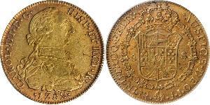 8 Escudo Vicereame della Nuova Granada (1717 - 1819) Oro Carlo III di Spagna (1716 -1788)