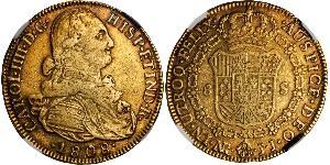 8 Escudo Vicereame della Nuova Granada (1717 - 1819) Oro Carlo IV di Spagna (1748-1819)