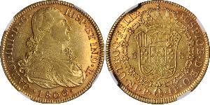 8 Escudo Vicereame della Nuova Granada (1717 - 1819) Oro Carlo IV di Spagna (1748-1819)
