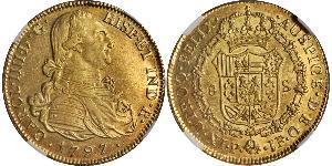 8 Escudo Vicereame della Nuova Granada (1717 - 1819) Oro Carlo IV di Spagna (1748-1819)