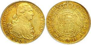8 Escudo Vicereame della Nuova Granada (1717 - 1819) Oro Carlo IV di Spagna (1748-1819)