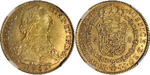 8 Escudo Vicereame della Nuova Granada (1717 - 1819) Oro Carlo III di Spagna (1716 -1788)