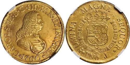 8 Escudo Vicereame della Nuova Granada (1717 - 1819) Oro Carlo III di Spagna (1716 -1788)