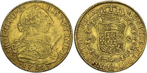 8 Escudo Vicereame della Nuova Granada (1717 - 1819) Oro Carlo III di Spagna (1716 -1788)