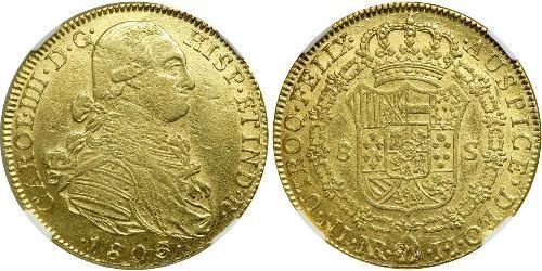 8 Escudo Vicereame della Nuova Granada (1717 - 1819) Oro Carlo IV di Spagna (1748-1819)