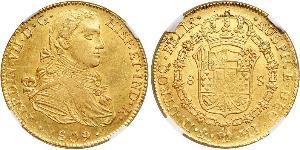8 Escudo Vicereame della Nuova Spagna (1519 - 1821) Oro Ferdinando VII di Spagna (1784-1833)