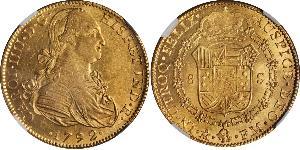 8 Escudo Vicereame della Nuova Spagna (1519 - 1821) Oro Carlo IV di Spagna (1748-1819)