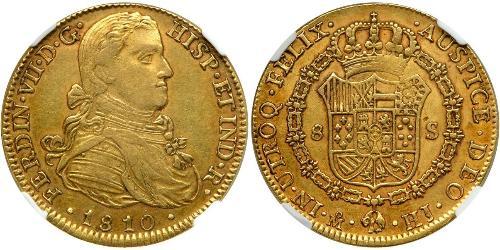 8 Escudo Vicereame della Nuova Spagna (1519 - 1821) Oro Ferdinando VII di Spagna (1784-1833)