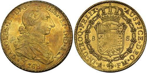 8 Escudo Vicereame della Nuova Spagna (1519 - 1821) Oro Carlo IV di Spagna (1748-1819)