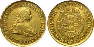 8 Escudo Virreinato de Nueva España (1519 - 1821) Oro Fernando VI de España (1713-1759)