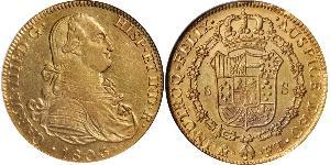 8 Escudo Virreinato de Nueva España (1519 - 1821) Oro Carlos IV de España (1748-1819)