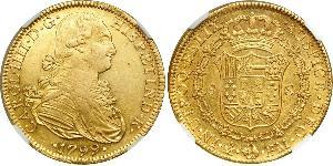 8 Escudo Virreinato de Nueva España (1519 - 1821) Oro Carlos IV de España (1748-1819)