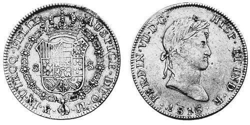 8 Escudo Virreinato de Nueva España (1519 - 1821) Oro Fernando VII de España (1784-1833)