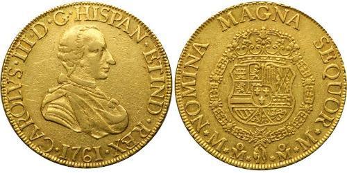8 Escudo Virreinato de Nueva España (1519 - 1821) Oro Carlos III de España (1716 -1788)