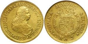8 Escudo Virreinato de Nueva Granada (1717 - 1819) Oro Fernando VI de España (1713-1759)