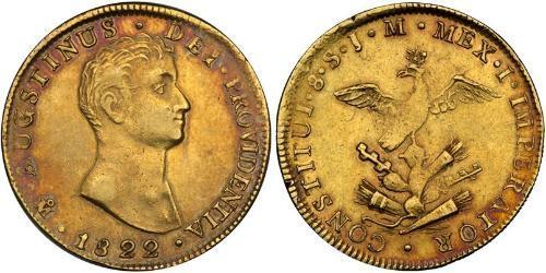 8 Escudo 墨西哥第一帝國 (1821 - 1823) 金 阿古斯汀一世 (墨西哥) (1783 - 1824)
