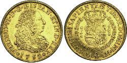 8 Escudo 秘鲁 金 费尔南多六世 (1713-1759)