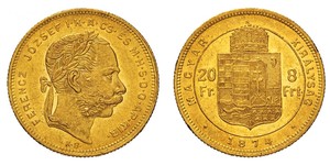 8 Forint / 20 Franc Impero austro-ungarico (1867-1918) Oro Franz Joseph I (1830 - 1916)