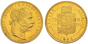 8 Forint / 20 Franc Impero austro-ungarico (1867-1918) Oro Franz Joseph I (1830 - 1916)