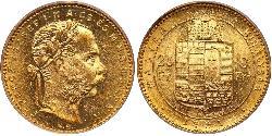 20 Франк / 8 Форинт Австро-Венгрия (1867-1918) Золото Франц Иосиф I (1830 - 1916)