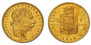 8 Forint / 20 Franc 奥匈帝国 (1867 - 1918) 金 弗朗茨·约瑟夫一世 (1830 - 1916)