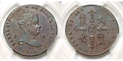 8 Maravedi Kingdom of Spain (1814 - 1873) Rame Isabella II of Spain (1830- 1904)