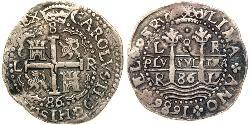 8 Real Perù Argento Carlo II di Spagna (1661-1700)