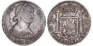 8 Real Perù Argento Ferdinando VII di Spagna (1784-1833)