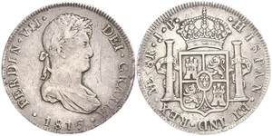 8 Real Perù Argento Ferdinando VII di Spagna (1784-1833)