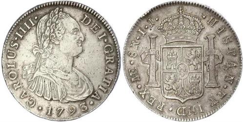 8 Real Perù Argento Carlo IV di Spagna (1748-1819)