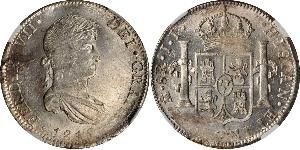 8 Real Primo Impero Messicano (1821 - 1823) Argento Ferdinando VII di Spagna (1784-1833)