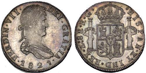8 Real Primo Impero Messicano (1821 - 1823) Argento Ferdinando VII di Spagna (1784-1833)