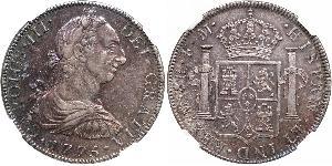8 Real Vicereame della Nuova Spagna (1519 - 1821) Argento Carlo III di Spagna (1716 -1788)