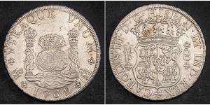 8 Real Vicereame della Nuova Spagna (1519 - 1821) Argento Carlo III di Spagna (1716 -1788)