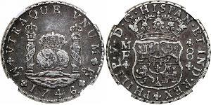 8 Real Vicereame della Nuova Spagna (1519 - 1821) Argento Filippo V di Spagna (1683-1746)