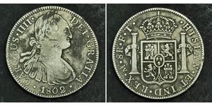 8 Real Vicereame della Nuova Spagna (1519 - 1821) Argento Carlo IV di Spagna (1748-1819)