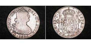 8 Real Vicereame della Nuova Spagna (1519 - 1821) Argento Carlo IV di Spagna (1748-1819)