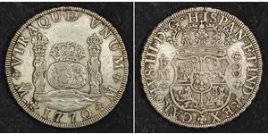 8 Real Vicereame della Nuova Spagna (1519 - 1821) Argento Carlo III di Spagna (1716 -1788)