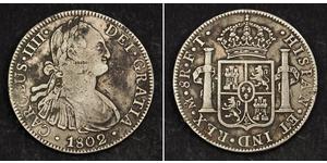 8 Real Vicereame della Nuova Spagna (1519 - 1821) Argento Carlo IV di Spagna (1748-1819)