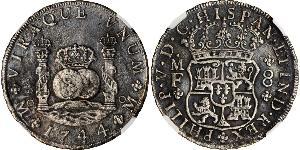 8 Real Vicereame della Nuova Spagna (1519 - 1821) Argento Filippo V di Spagna (1683-1746)