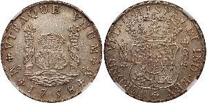 8 Real Vicereame della Nuova Spagna (1519 - 1821) Argento Ferdinando VI di Spagna (1713-1759)