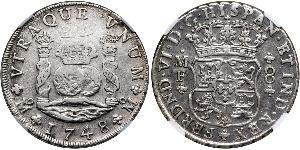 8 Real Vicereame della Nuova Spagna (1519 - 1821) Argento Ferdinando VI di Spagna (1713-1759)