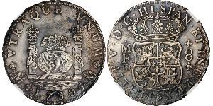 8 Real Virreinato de Nueva España (1519 - 1821) Plata Felipe V de España (1683-1746)