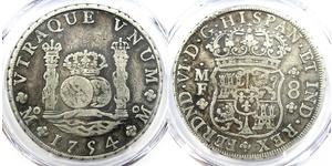 8 Real Virreinato de Nueva España (1519 - 1821) Plata Felipe V de España (1683-1746)