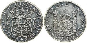 8 Real Vizekönigreich Neuspanien (1519 - 1821) Silber Philip V von Spanien (1683-1746)